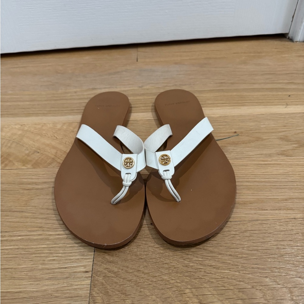 Tory Burch White Mannon Thing Sandals